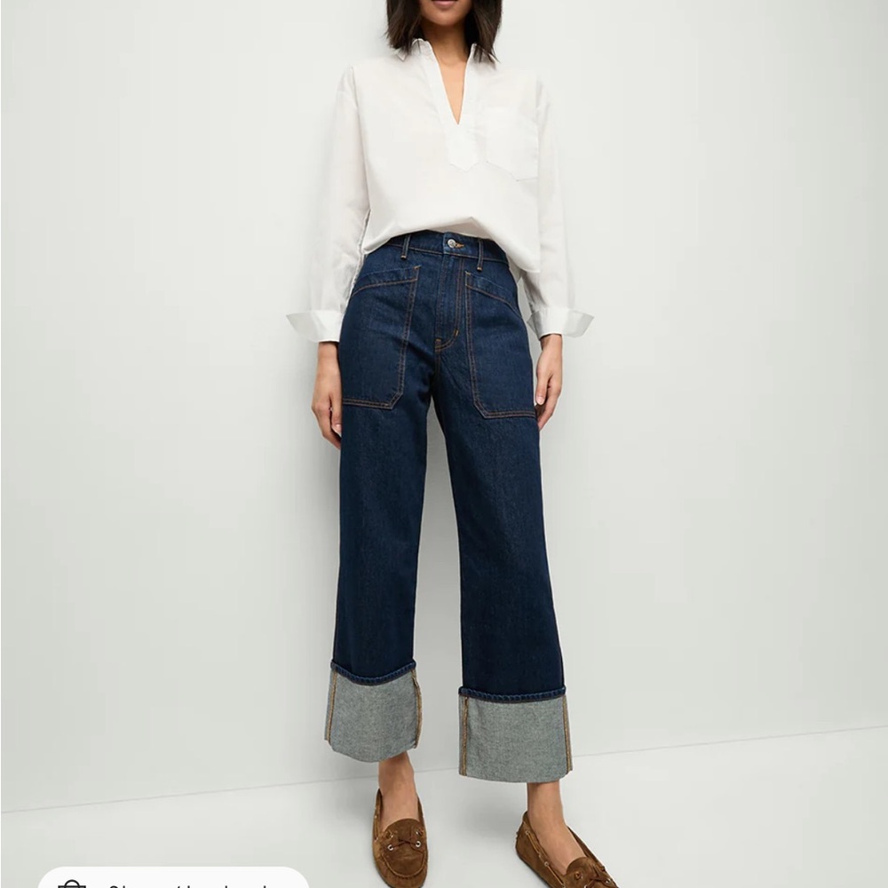 Veronica Beard Dylan Cuff Wide Leg Jeans - EUC